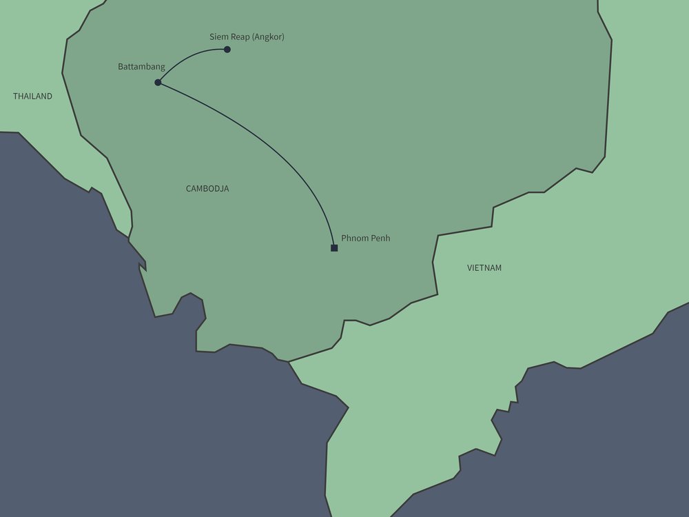 Routekaart van Het mooiste van Cambodja