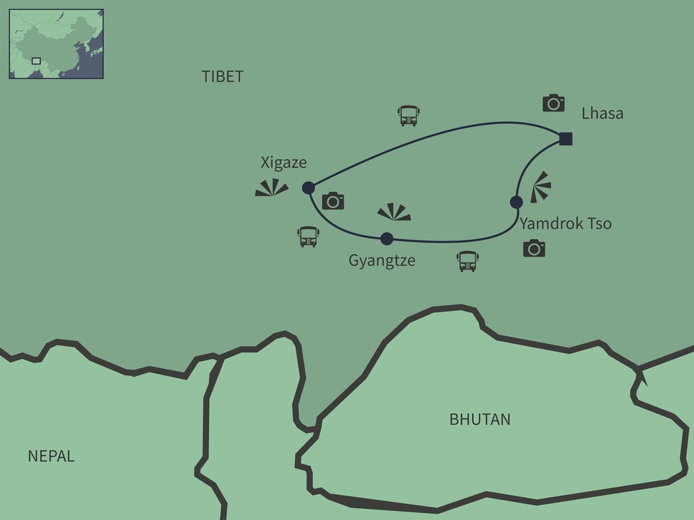 Routekaart van Festivalreis Tibet