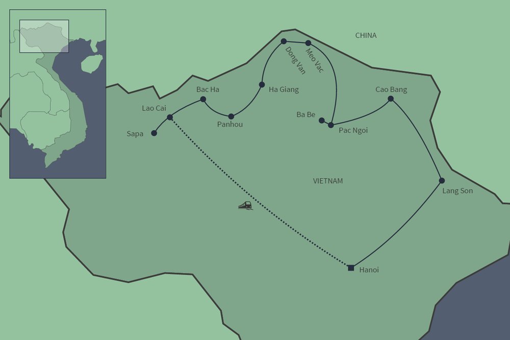 Routekaart van Het ongerepte noorden van Vietnam