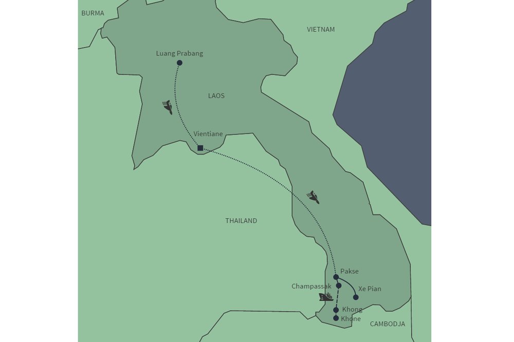 Routekaart van Laos in stijl