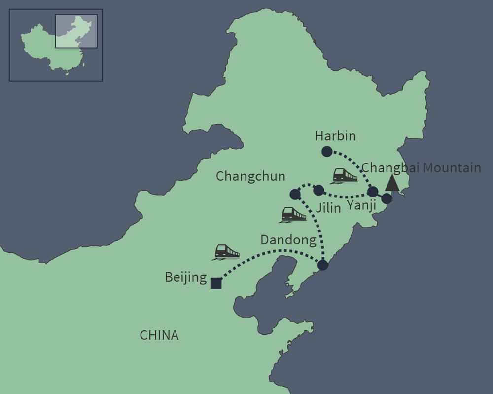 Routekaart van Onontdekt Noordoost-China
