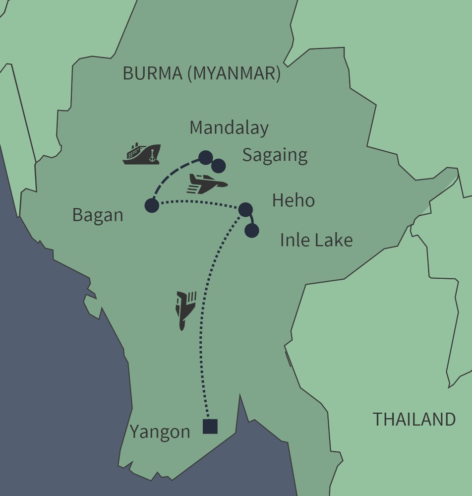 Routekaart van Klassiek Myanmar
