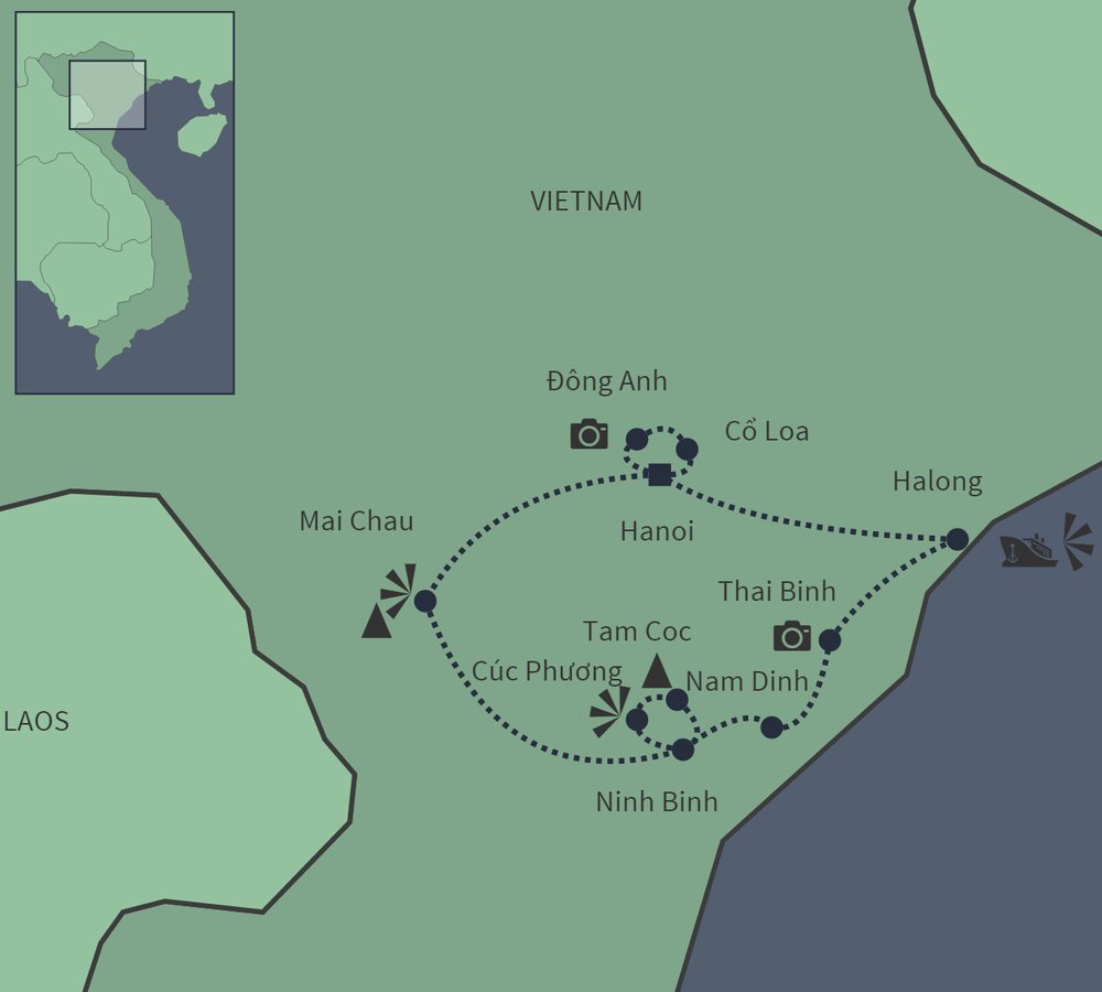 Routekaart van Fietsend door Vietnam