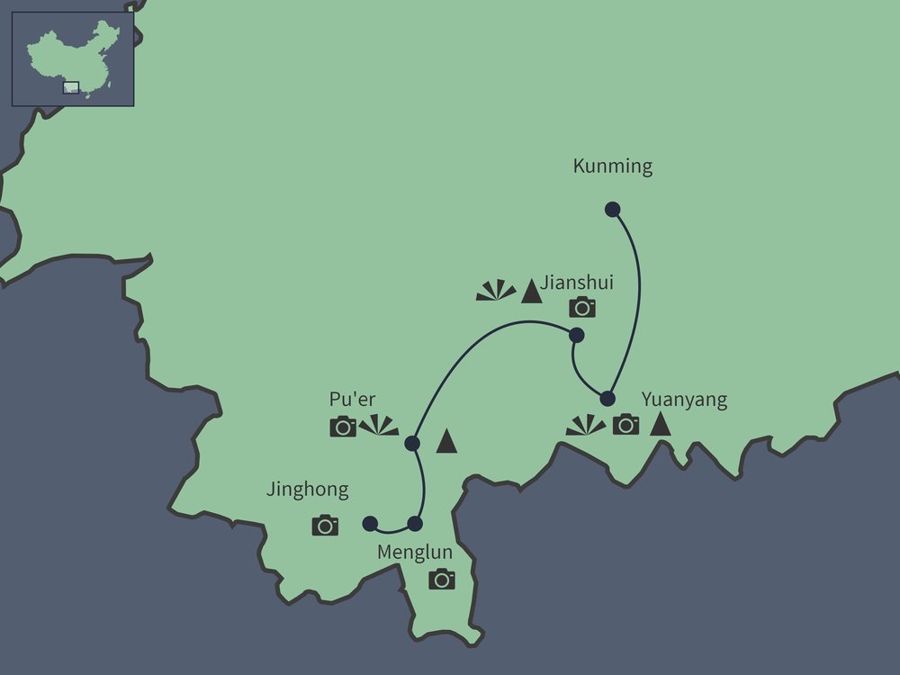 Routekaart van Ontdek Zuid-Yunnan