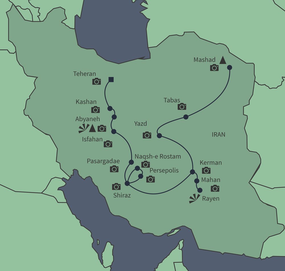 Routekaart van De schatten van Perzië