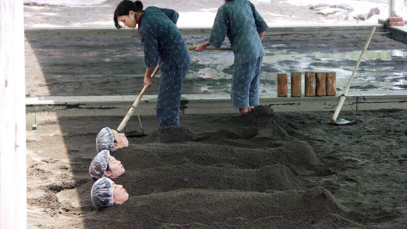 Een zandbad in Beppu