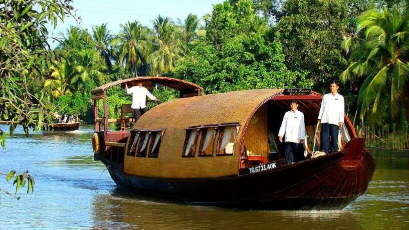 De privé Song Xanh sampan in de Mekong Delta