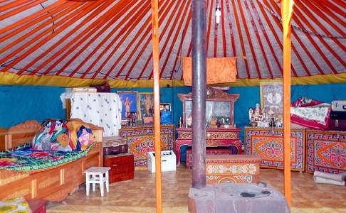 De binnenkant van een Yurt