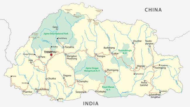 Kaart van Bhutan