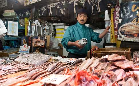 Tokyo, op de Tsukiji Vismarkt