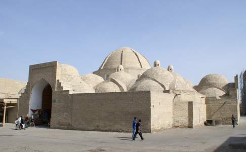 Bukhara, de Taqi Zargaron, een traditionele markt