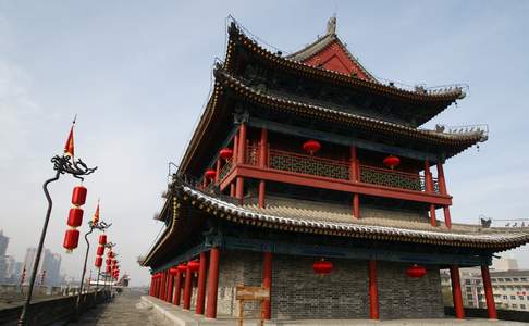 Xi'an, paviljoen op de stadsmuren