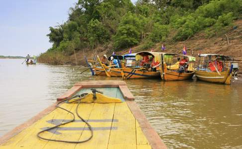 Bij Kratie kunt u een boottocht maken om de zeldzame Mekong dolfijn te zien