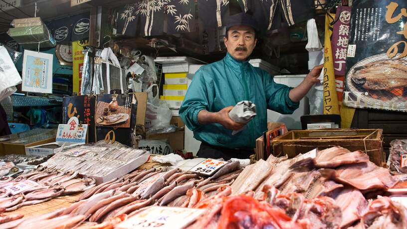 Tokyo, op de Tsukiji Vismarkt