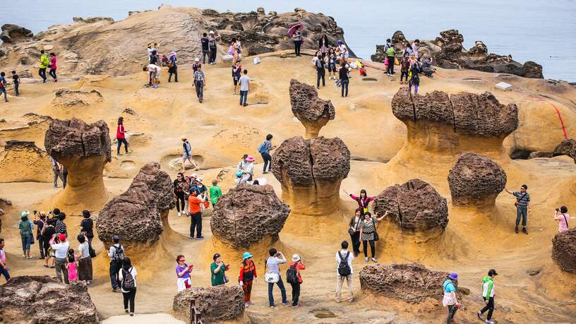 In het mooie Yehliu Geopark vindt u verbazingwekkende rotsformaties.