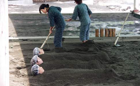 Een zandbad in Beppu